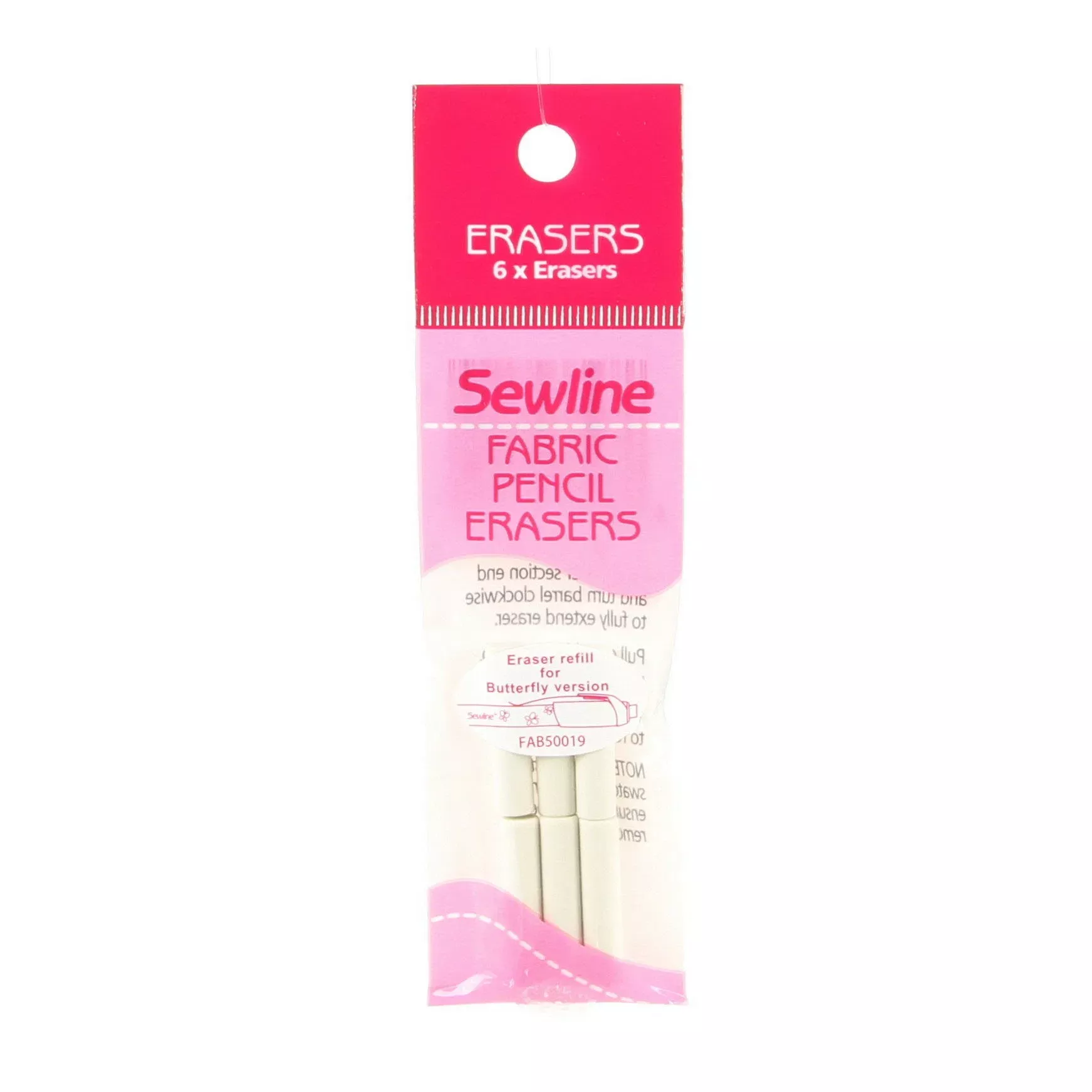Sewline Eraser Refill 6ct Butterfly MP