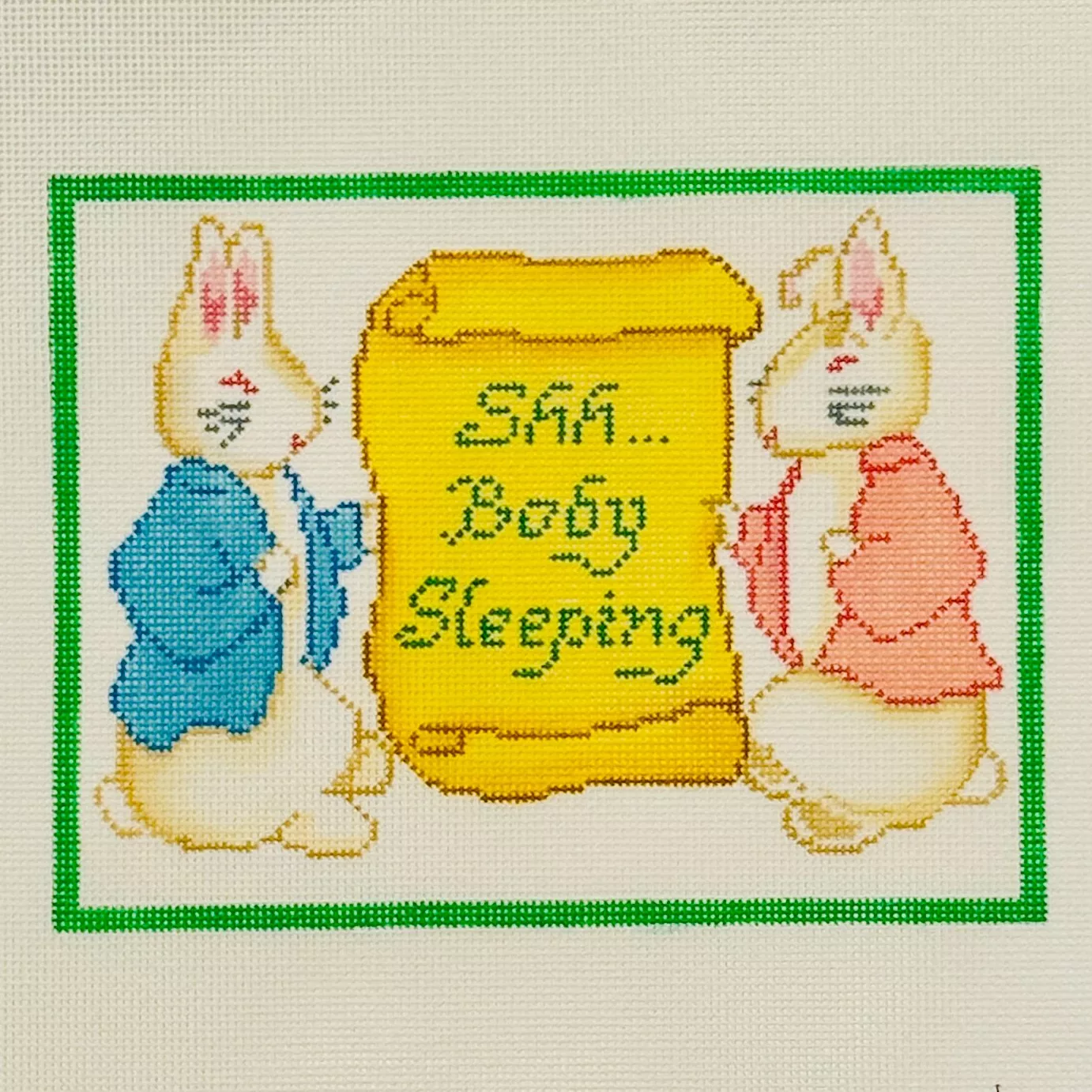 “Shh…Baby Sleeping” – Two Bunnies – pastels