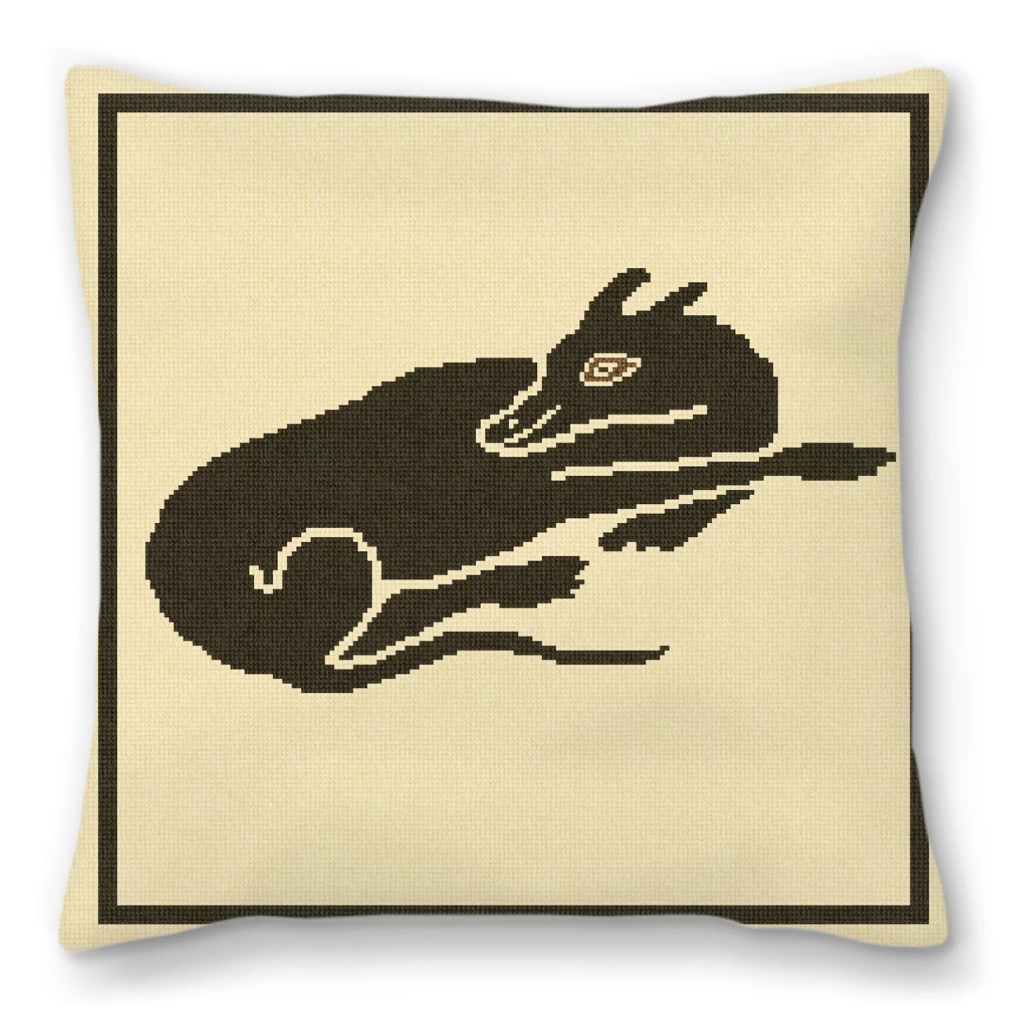 Sleeping Dog Mosaic Needlepoint Pillow