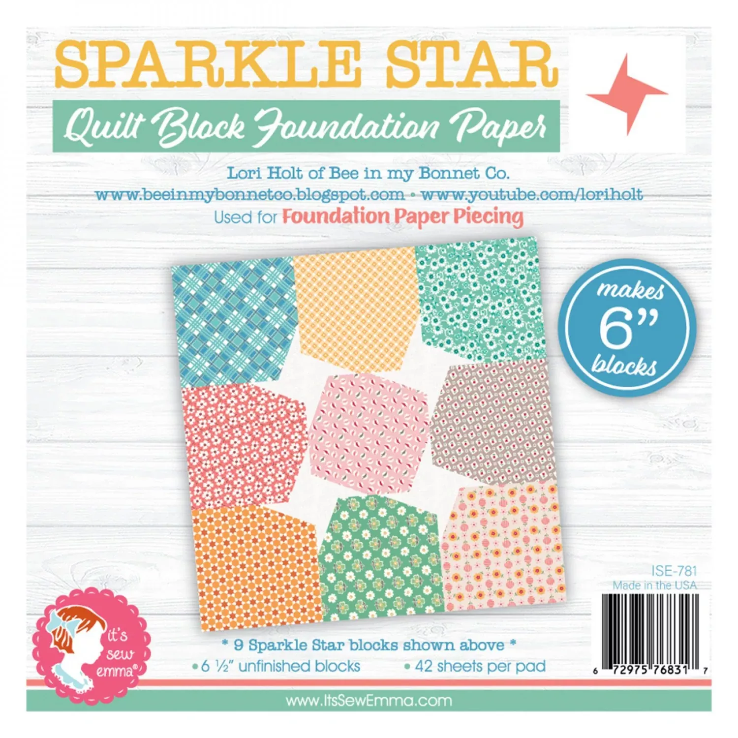 Sparkle Star Block Foundation Paper Pad by It's Sew Emma