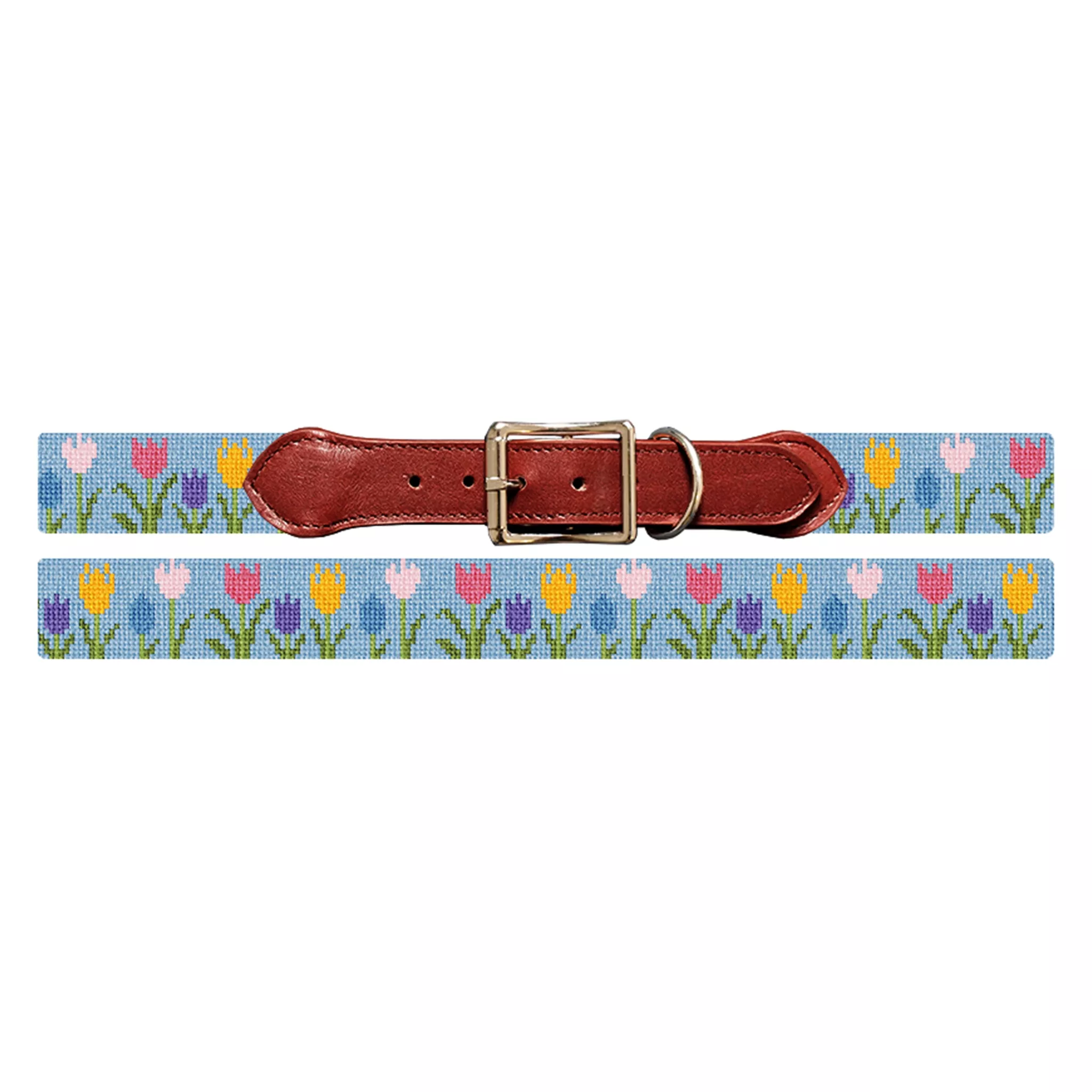 Spring Tulips Needlepoint Dog Collar