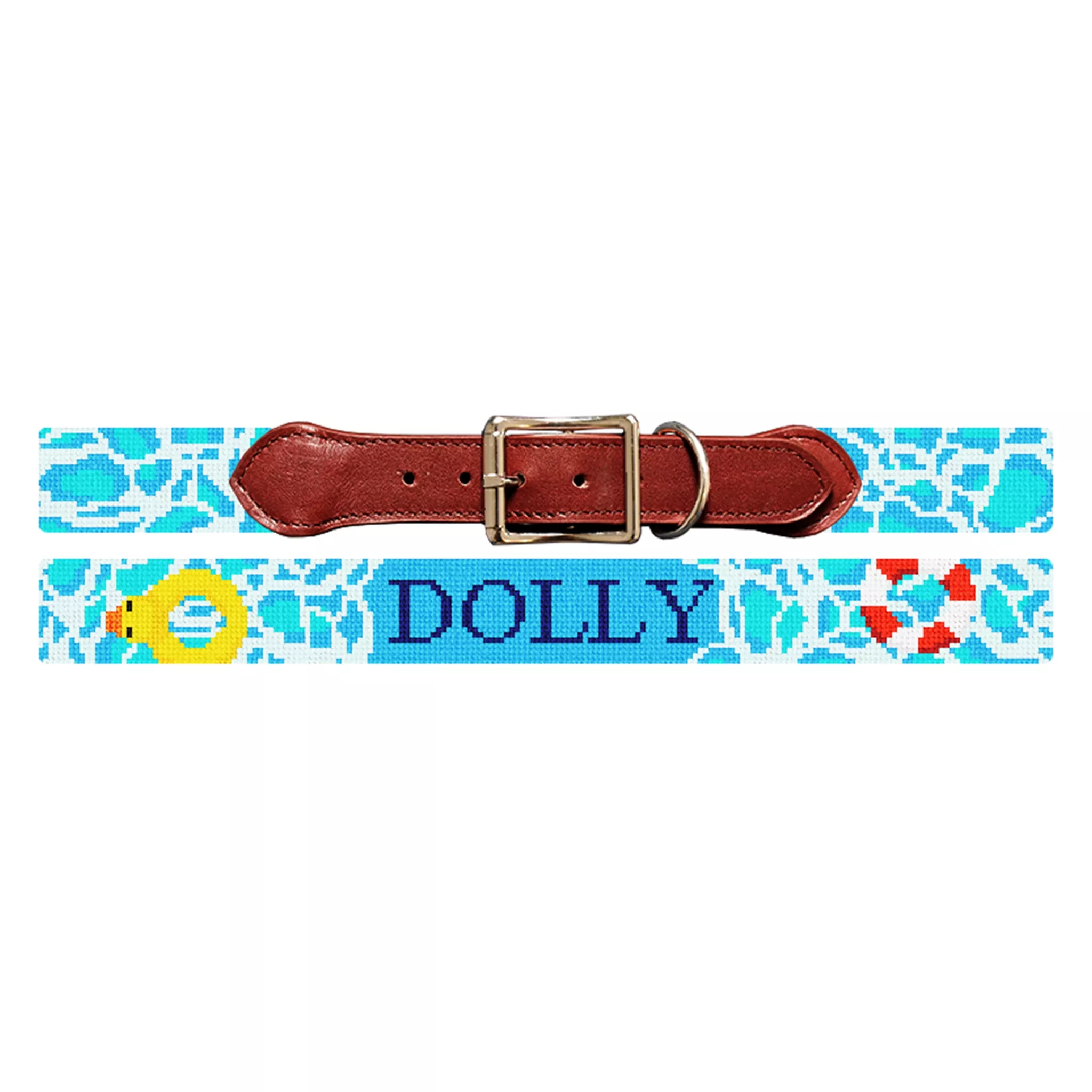 Swimming Pool Needlepoint Dog Collar
