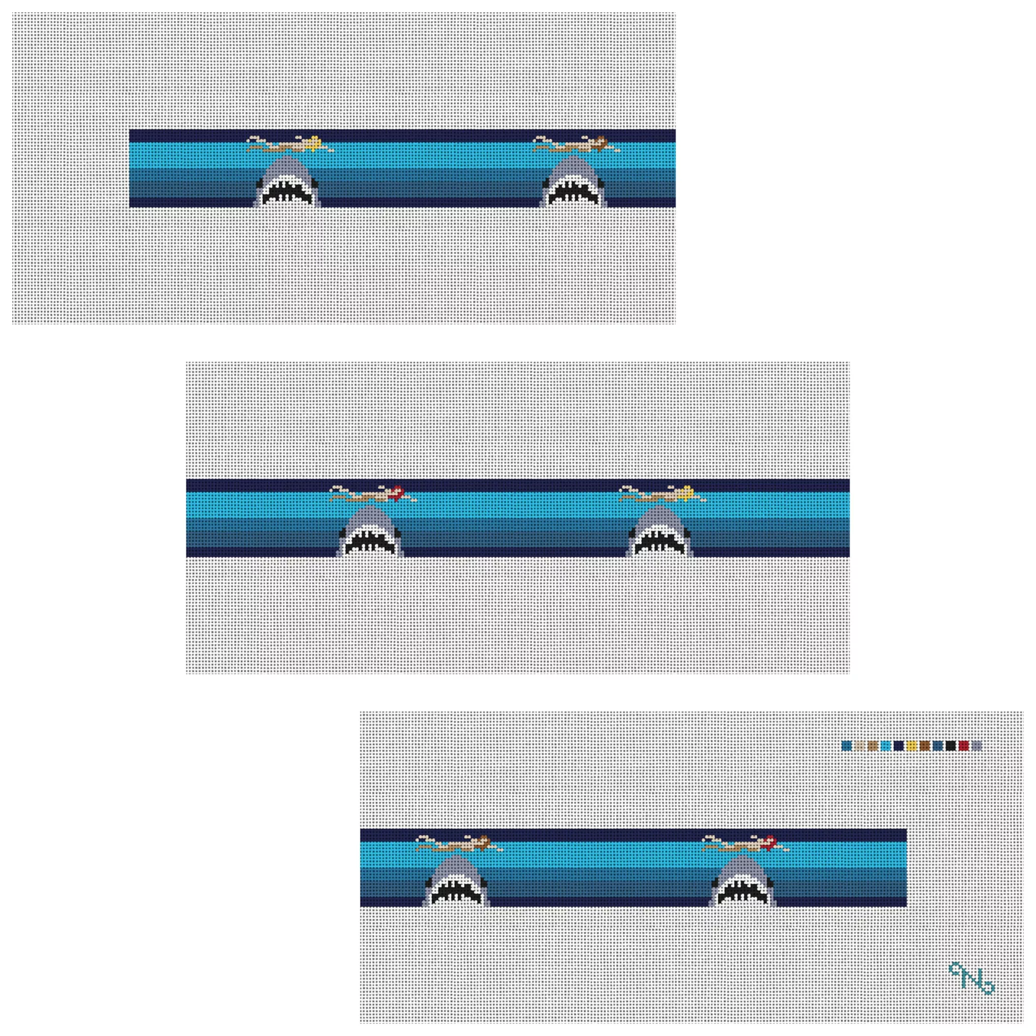 Swimming Sharks Needlepoint Belt Kit