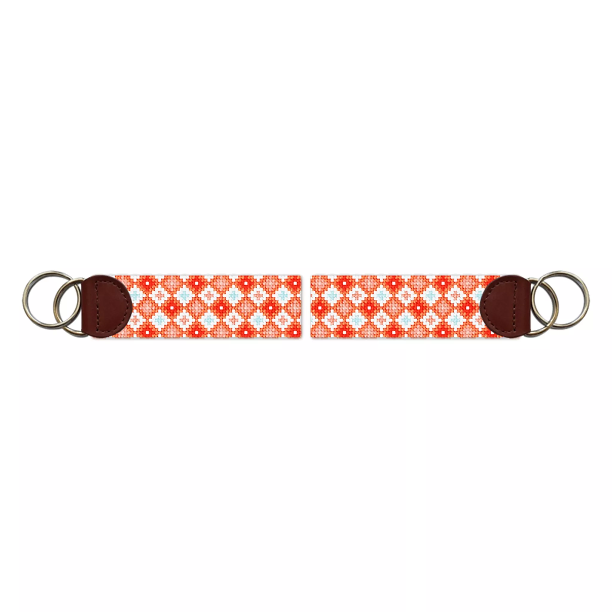 Tangerine Medallion Needlepoint Key Fob