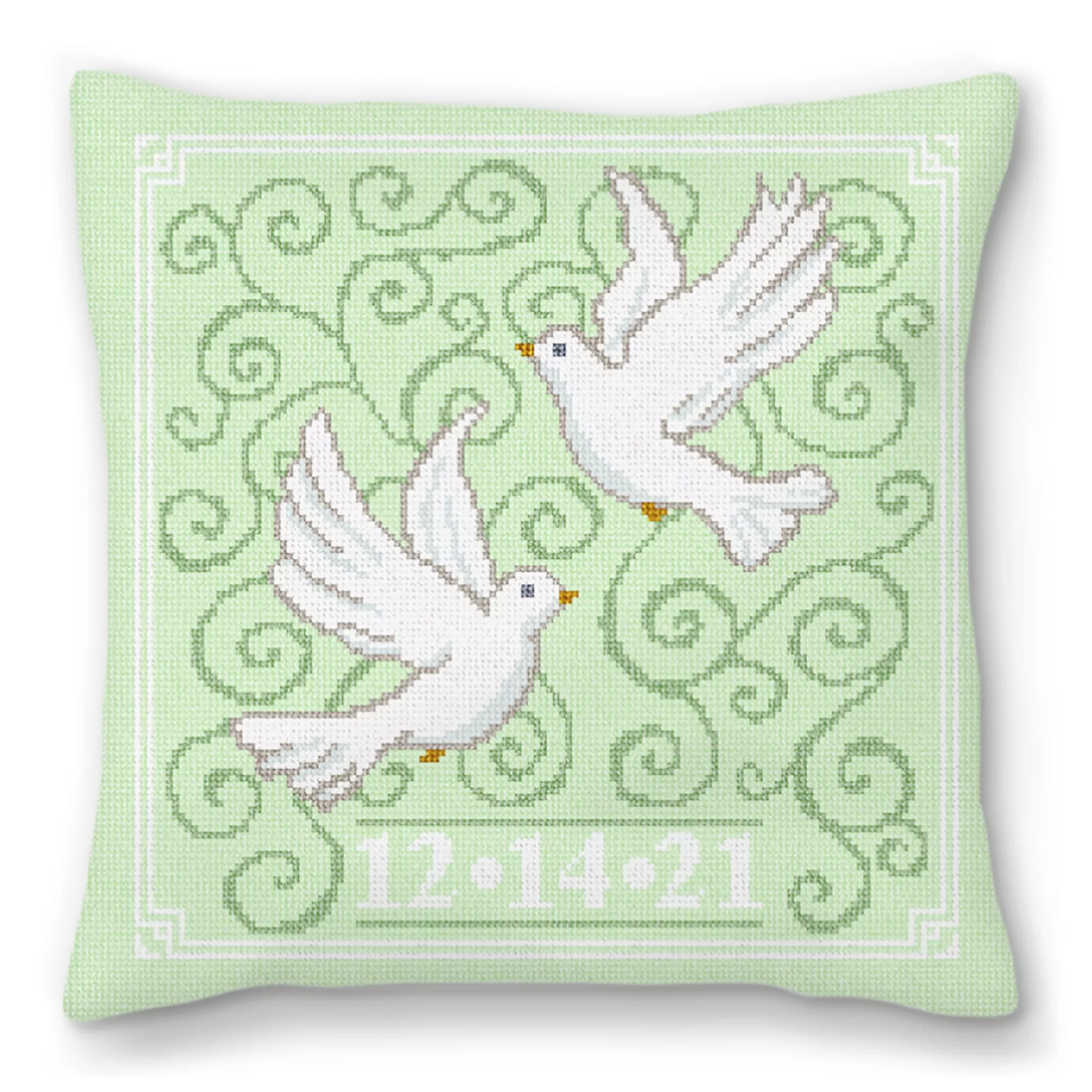 Wedding Doves Needlepoint Pillow