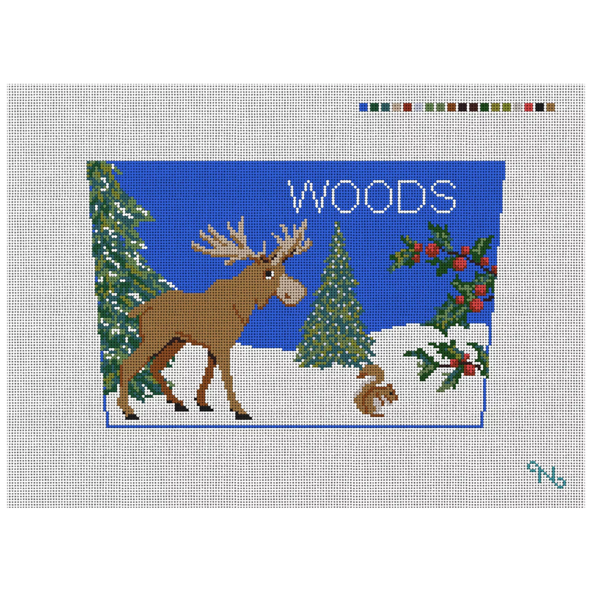 Woodland Moose Stocking Cuff Needlepoint Kit