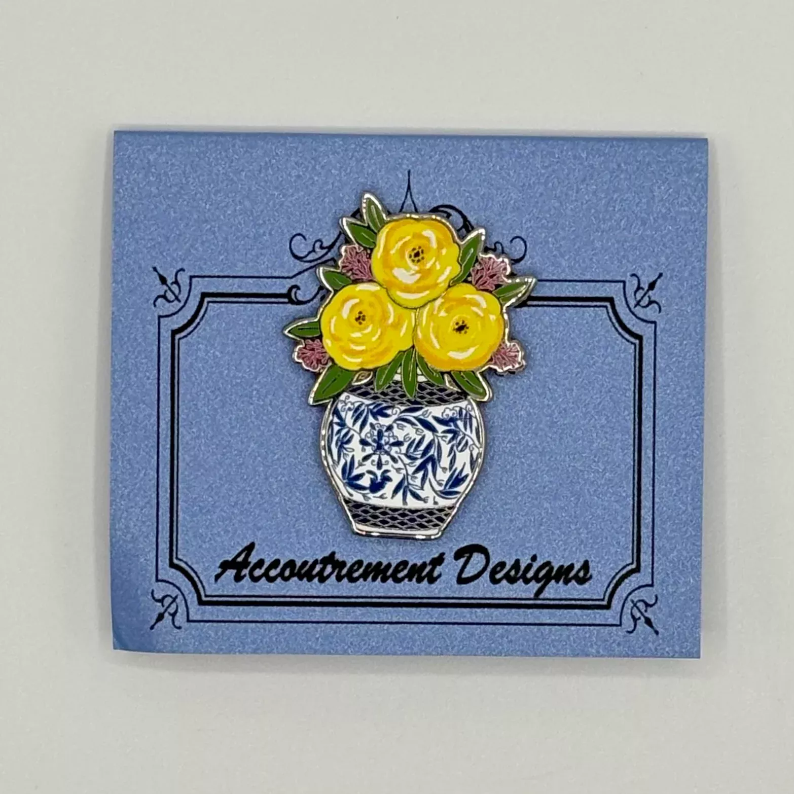 Yellow Roses in Vase Needle Minder