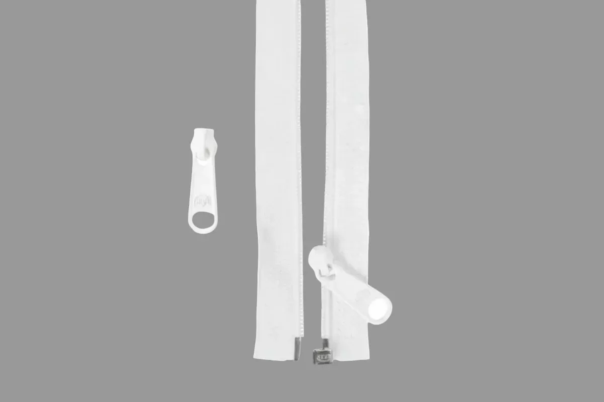 ZIP50-100 Separating Zipper and Extra Slide 50" - White