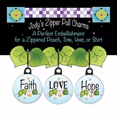 Zipper Charm Faith Hope Love 3pc Set