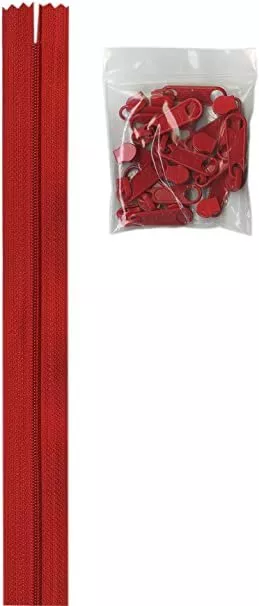Zippers by the Yard - Atom Red