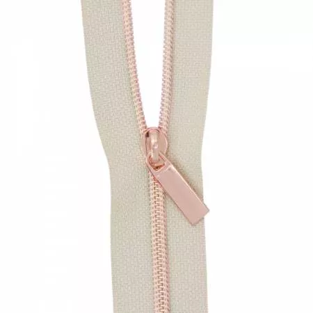 Zippers By The Yard Beige Tape Rose Gold Faux Metal Teeth #3