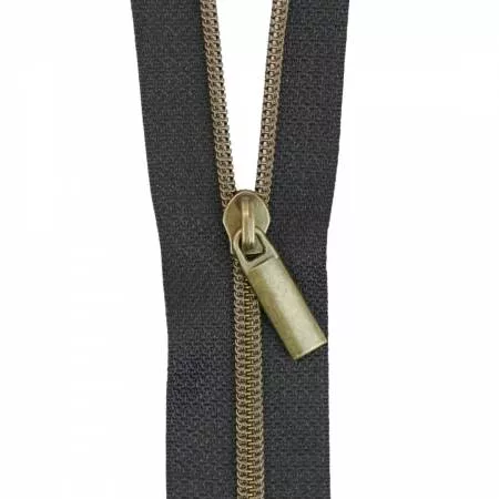 Zippers By The Yard Black Tape Antique Faux Metal Teeth #3