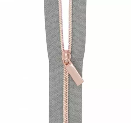 Zippers By The Yard Grey Tape Rose Gold Faux Metal Teeth #3