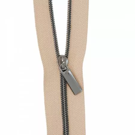 Zippers By The Yard Natural Tape Gunmetal Faux Metal Teeth #3
