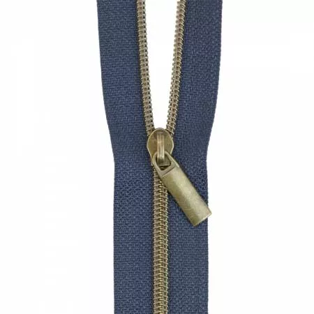 Zippers By The Yard Navy Tape Antique Faux Metal Teeth #3
